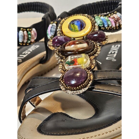 Siketu Black 39 (US 8) Flat Rubber Heel Slip-On Excellent Condition - Picture 3 of 8